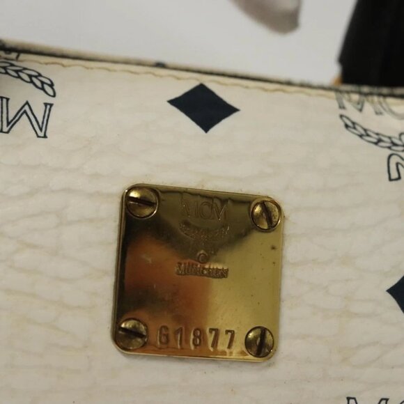 MCM Vicetos Logogram Hand Bag PVC Leather White - Picture 11 of 16